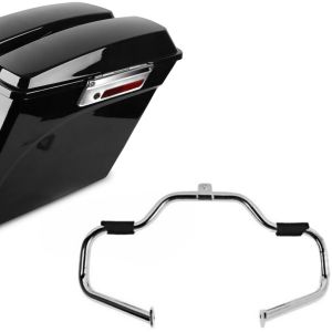 Set: Seitenkoffer Set Harley Touring 94-13 Stretched 35Ltr in schwarz + Sturzbügel für Harley Road King 97-08 Mustache chrom_1