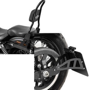 Sett: Sissy bar egnet for Harley Davidson Street Bob 09-17/LR Craftride Fast Rider-M svart + sideskiltholder egnet for Harley Davidson Dyna Low Rider S 16-17 CRB Craftride svart
