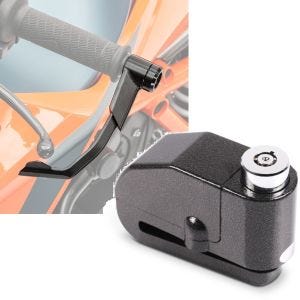 Sett: spakbeskyttelse Lever Guard bremsespak clutch spak beskyttelse X1 svart + bremseskive lås alarm 110dB BS-Motoparts tyveribeskyttelse svart