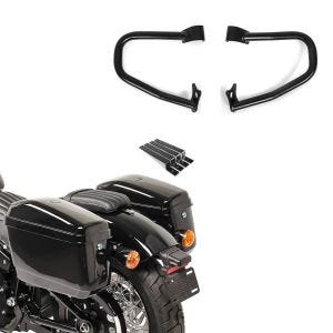 Set: Seitenkoffer Set Nevada für Chopper je 20Ltr inkl. Haltesatz + Sturzbügel Indian Scout/ Sixty 15-21 schwarz_1