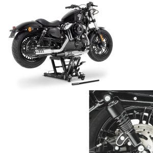 Set: Hebebühne Mid-Lift L Motorradheber für Harley und Chopper bis 680 kg + Stoßdämpfer 10,5 Zoll Harley Sportster Forty-Eight 48 10-20_1