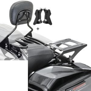 Set: Sissybar mit Gepäckträger XB und Montagekit für Harley Touring 14-21 + Gepäckträger TP Abnehmbar für Harley Touring Modelle 14-21 schwarz_1