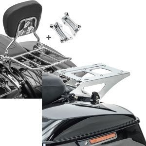 Set: Sissybar Set für Harley Electra Glide Ultra Limited 14-21 Gepäckträger + Gepäckträger TP Abnehmbar für Harley Touring Modelle 14-21 chrom_1