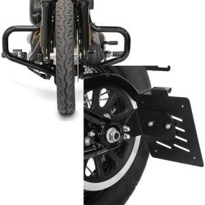 Set: Sturzbügel Mustache für Harley Softail Street Bob / Low Rider 18-21 + Seitlicher Kennzeichenhalter für Harley Softail Street Bob 18-20 S_1