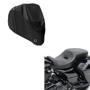 Sett: Komfortsete egnet for Harley Davidson Touring 14-24 Craftride Hengekøye svart + motorsykkelpresenning Craftride XXXL deksel i svart