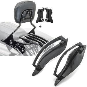 Set: Sissybar + Gepäckträger XB für Harley Street Glide Special 15-19 + Seitlicher Windabweiser für Harley- Touring 14-21 schwarz_1