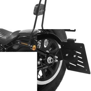Sett: Sissy bar egnet for Harley Davidson Softail Street Bob 18-24 Craftride SRL svart + sideskiltholder egnet for Harley Davidson Softail Street Bob 18-24 Craftride S svart