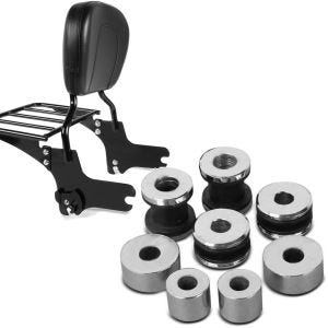 Sett: Sissy bar egnet for Harley Davidson Street Glide 06-08 Craftride Fast Driver-M inkl. bagasjehylle svart + monteringssett docking hardware sett egnet for Harley Davidson Street Glide 06-08 Craftride.