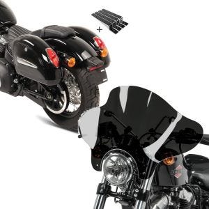 Sett: Sidekoffertsett Michigan 18 liter hver inkl. holdesett + Windshield Batwing egnet for tilpassede sykler inkl. holdesett