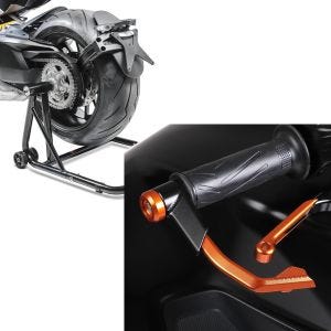 Set: Einarmständer KTM 1290 Super Duke / R 14-21 Montageständer Single-Cl + Hebelschützer Lever Guard Bremshebel Kupplung Hebelschutz X1 orange_1