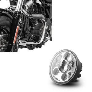 Sett: Crash bar egnet for Harley Davidson Sportster 2004-2020 Craftride Bart krom + frontlykt motorsykkel LED 5,75 tommer for choppers / tilpassede sykler i krom Craftride