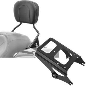 Set: Sissybar für Harley Touring Modelle 09-21 in schwarz + Gepäckträger TP Abnehmbar für Harley Touring 09-13 schwarz_1