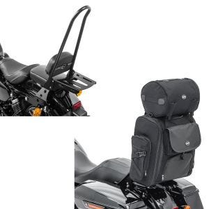 Set: Sissybar Harley Sportster Forty-Eight 48 10-20 Fast Rider-XXL + Sissybar Tasche SXL Hecktasche mit Gepäckrolle in schwarz_1