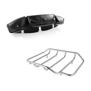 Set: Gepäckträger für Harley- Electra Glide Ultra Classic chrom + Windschild Tasche für Harley Davidson Touring 1996-2013_1