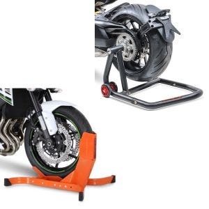 Set: Einarmständer KTM 1290 Super Duke / R 14-21 Montageständer Single-One + Motorradwippe Easy-Plus Motorradständer bis 21 Zoll orange_1