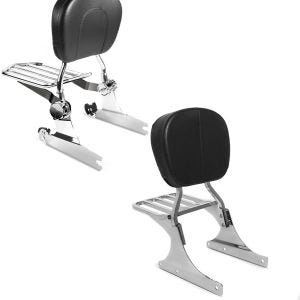 Sett: Sissy bar egnet for Harley Davidson Softail modeller -2006 Craftride Fast Driver-M Flex inkl. bagasjeholder krom + Sissy bar egnet for Harley Davidson Softail 1988-2006 Craftride Driver-S inkl