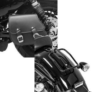 Set: Schwingentasche + Halter für Harley Sportster 1200 Iron 18-20 + Gepäckträger für Harley Sportster 04-20 Solo Rack schwarz_1