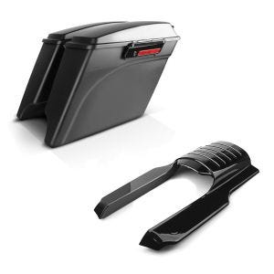 Sett: Sidekasse strukket egnet for Harley Davidson Touring-modeller 94-13 Craftride svart matt + bakskjermforlengelse egnet for Harley Davidson Touring 96-08 Craftride