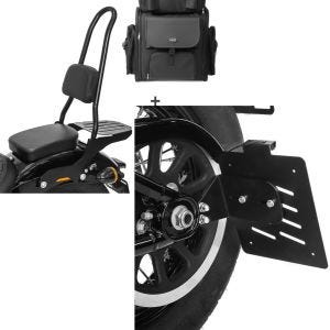 Set: Sissybar CSXL + Hecktasche für Harley Softail Street Bob 18-20 + Seitlicher Kennzeichenhalter für Harley Softail Street Bob 18-20 S_1