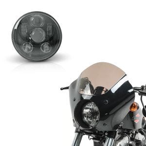 Set: Verkleidung für Harley Dyna Street Bob 06-17 Lampenmaske Gauntlet MG4 + LED Scheinwerfer 5,75 Zoll für Harley Hauptscheinwerfer schwarz_1