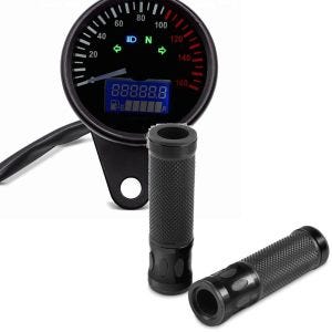Sett: Speedometer KTX Speedometer universal i svart + styrehåndtak 5X - 22mm svart