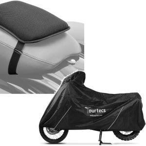 Set: Gel Sitzkissen S Komfortkissen universal in schwarz + Abdeckplane XL schwarz_1