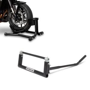 Sett: Motorsykkel rocker Easy Classic motorsykkelstativ 16-22 tommer sort + Chopper motorsykkel sentral jekk. Spesialtilpasset sykkelløfter svart