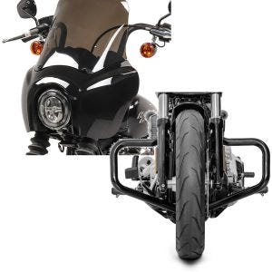 Set: Lampenmaske MG5 für Harley Softail Street Bob 18-20 Lampen Verkleidung + Sturzbügel für Harley Softail Street Bob 18-20 Mustache schwarz_1