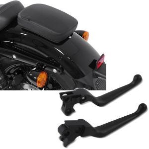 Set: Sozius Saugnapf Sitzpad für Custom Bikes Glider schwarz + Bremshebel und Kupplungshebel-Set für Harley Dyna Street Bob 06-17_1