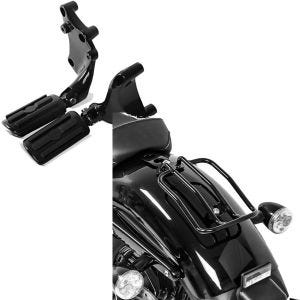 Sett: Pillion fotstøttesett med holder egnet for Harley Sportster 1200 Iron 18-20 BL1 Craftride + bagasjehylle egnet for Harley Davidson Sportster 04-20 Solo Rack Craftride svart