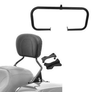 Sett: Sissy bar egnet for Harley Davidson Street Glide 14-22 Craftride med dokkingsett svart + crash bar egnet for Harley Davidson Touring 09-23 Craftride TR2 svart
