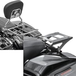 Sett: Sissy bar egnet for Harley Davidson Touring-modeller 09-24 Craftride Fast Driver-L Flex inkl. bagasjeholder krom + Bagasjehylle TP Avtakbar egnet for Harley Davidson Touring-modeller 14-24 sort Craftride.