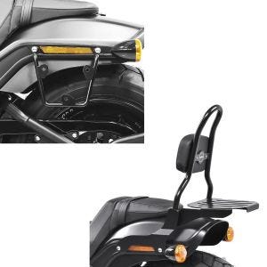 Set: Sissy Bar CSM Fix für Harley Fat Bob / 114 18-21 mit Gepäckträger + Satteltaschenhalter für Harley Fat Bob / 114 18-21 Abstandshalter_1