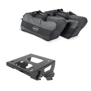 Sett: Bagasjehylle TP Solo sete egnet for Harley Davidson Touring 14-24 svart Craftride + sideveske innerveske egnet for Harley Davidson Touring 94-24 Craftride