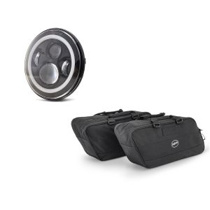 Set: LED Scheinwerfer 7 Zoll für Harley Hauptscheinwerfer Tagfahrlicht + Koffer Innentaschen für Harley- Touring 94-21 BG1 Paar_1