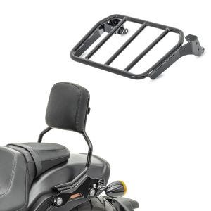 Set: Sissybar für Harley Fat Bob / 114 18-21 R1 Abnehmbar schwarz + Gepäckträger für Sissybar für Harley Fat Bob / 114 18-21 schwarz_1