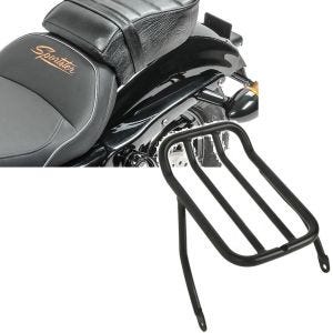 Sett: Pillion sete med polstring egnet for Harley Davidson Sportster Forty-Eight 48/ 883 Iron Craftride + Bagasjehylle bakre rack egnet for Harley Davidson Sportster 2007-2020 svart Craftride