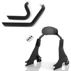 Set: Auspuff Harley Sportster Forty-Eight 48 10-13 Short-Shot Schalldämpfer + Sissy Bar S1 für Harley Sportster Forty-Eight 48 10-20 mit Docking_1