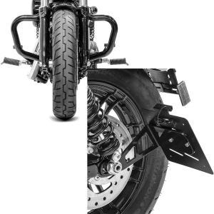 Set: Sturzbügel Mustache für Harley Sportster 04-20 Schutzbügel schwarz + Kennzeichenhalter seitlich M für Harley Sportster 04-20 schwarz_1
