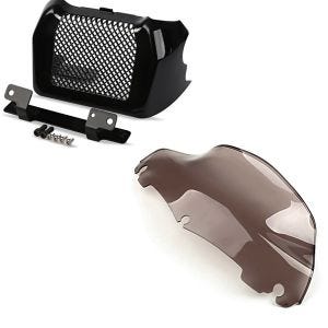 Set: Ölkühler-Abdeckung für Harley- Road King/ Glide, Street Glide 17-21 + Windschild Wave 9" für Harley Street Glide Special 15-21 braun_1