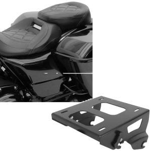 Set: Sitzbank RH3 für Harley Touring 09-21 Komfortsitzbank in schwarz + Gepäckträger TP Solo Sitz für Harley Touring 14-21 schwarz_1