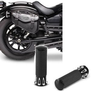 Sett: Motorsykkel salveske høyre Craftride Arizona 3Ltr sideveske for chopper svart + styrehåndtak 1" Craftride CG12 CNC aluminium egnet for Kawasaki Yamaha Suzuki Honda svart