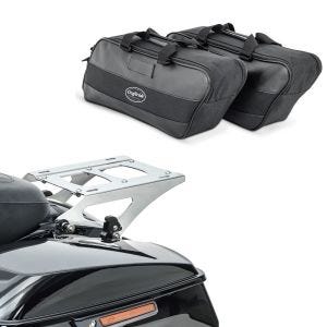 Sett: bagasjehylle TP avtagbar egnet for Harley Davidson Touring-modeller 14-24 krom Craftride + sideveske innerveske egnet for Harley Davidson Touring 94-24 Craftride