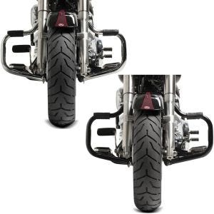 Set: Sturzbügel für Harley Softail Deluxe 2005-2017 Mustache chrom + Sturzbügel für Harley Softail 2000-2017 Mustache schwarz_1