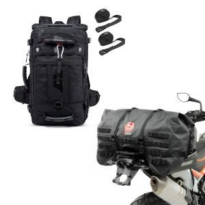 Set: Hecktasche SX70 70Ltr wasserdicht in schwarz + Rucksack HK4 Hecktasche inkl. Spanngurte 45Ltr schwarz_1