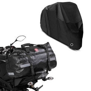 Sett: Tail bag Drybag XB50 vanntett volum 50l + presenning egnet for Honda Gold Wing 1500 / 1800 XXXXL i svart