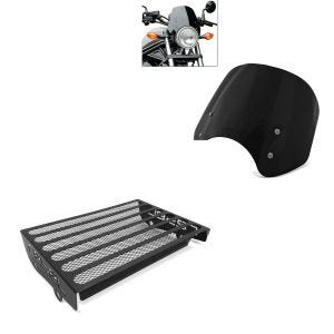 Sett: Frontrute egnet for Honda Rebel 500 CMX 17-24 Craftride frontrute svart + radiatordeksel egnet for Honda Rebel 500 CMX 17-24 radiatorgitter Zaddox KG1