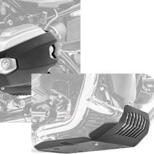 Set: Zylinderschutz für BMW R NineT 14-20 Ventildeckelschutz Motoguard CP4 + Motorschutz für BMW R NineT 14-20 Motoguard Aluminium Bugspoiler Unterbodenschutz schwarz_1