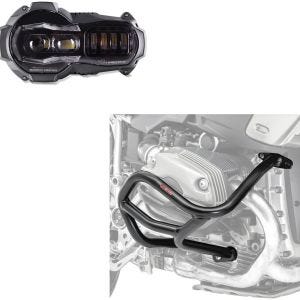 Set: LED Scheinwerfer für BMW R 1200 GS / Adventure 04-13 Hauptscheinwerfer mit ECE Lumitecs QL2 + Sturzbügel L für BMW R 1200 GS 04-12 Motoguard Schutzbügel_1