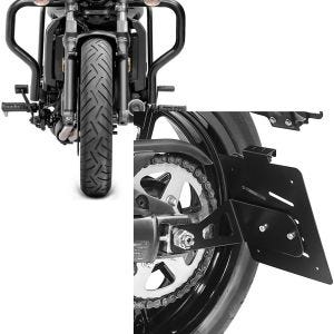 Set: Sturzbügel für Kawasaki Vulcan S / Cafe 15-21 Motor Schutzbügel Craftride + Kennzeichenhalter seitlich M für Kawasaki Vulcan S / Café 15-21 schwarz Craftride_1